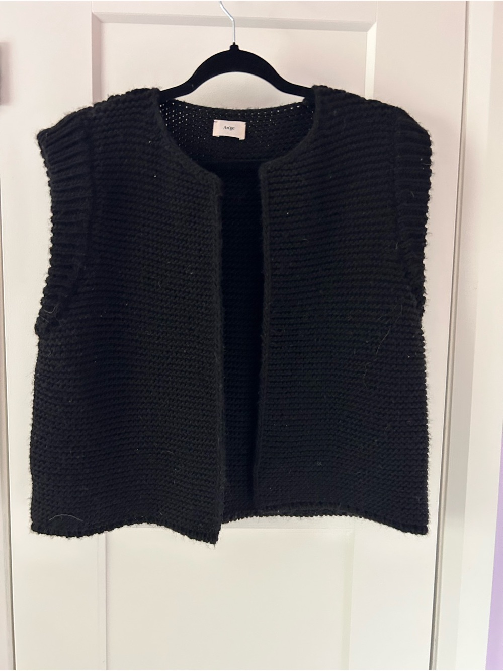 An’ge Paris Black Chunky Knit Open Vest